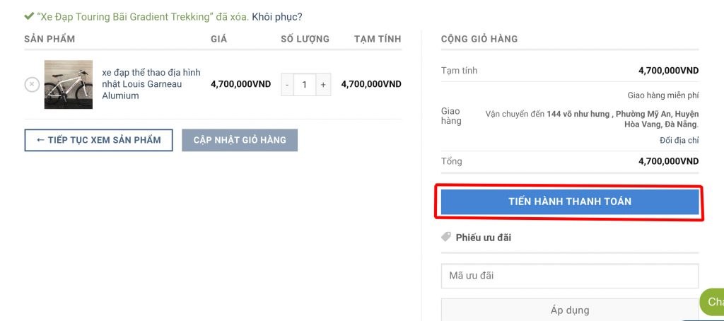 nhập voucher xe đạp đức liên
