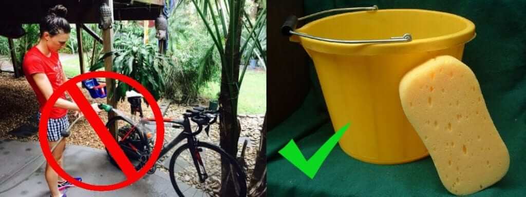Không nên sử dụng vòi xịt công suất lớn rửa xe đạp nhé